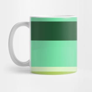 A fascinating layout of Salem, Medium Aquamarine, Tea Green, Cal Poly Pomona Green and June Bud stripes. Mug